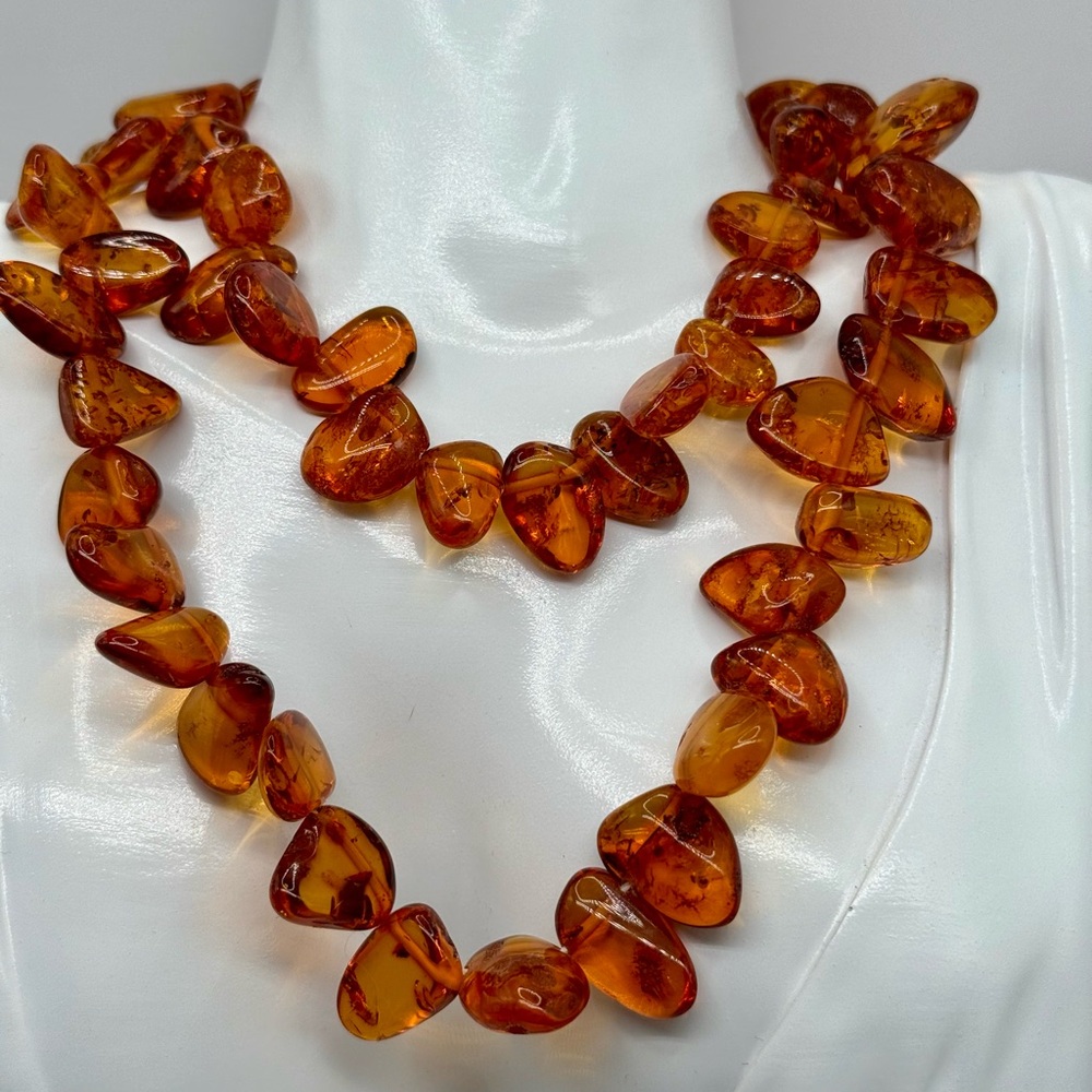 Genuine Baltic Amber Necklace with Amber Screw Clasp 24" Long - Picture 5 of 17